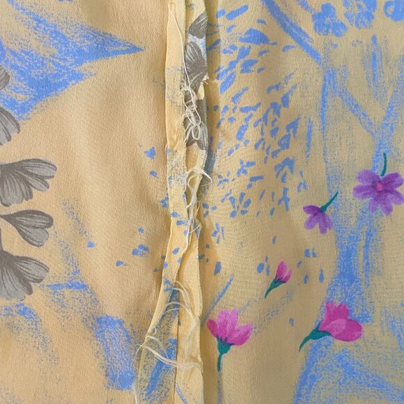 Vintage 80s Short-sleeve Floral Blouse Yellow Summer Top - Picture 14 of 14